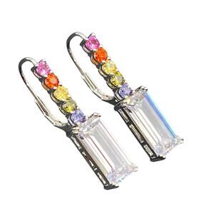 Lisa Freede x Diamonique Multi colored Rhinestone‎ Dangle Earrings NWOT